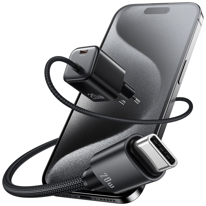 Ładowarka sieciowa USAMS JC Series CC261 20W GaN Mini Fast Charger 2xUSB-C czarny