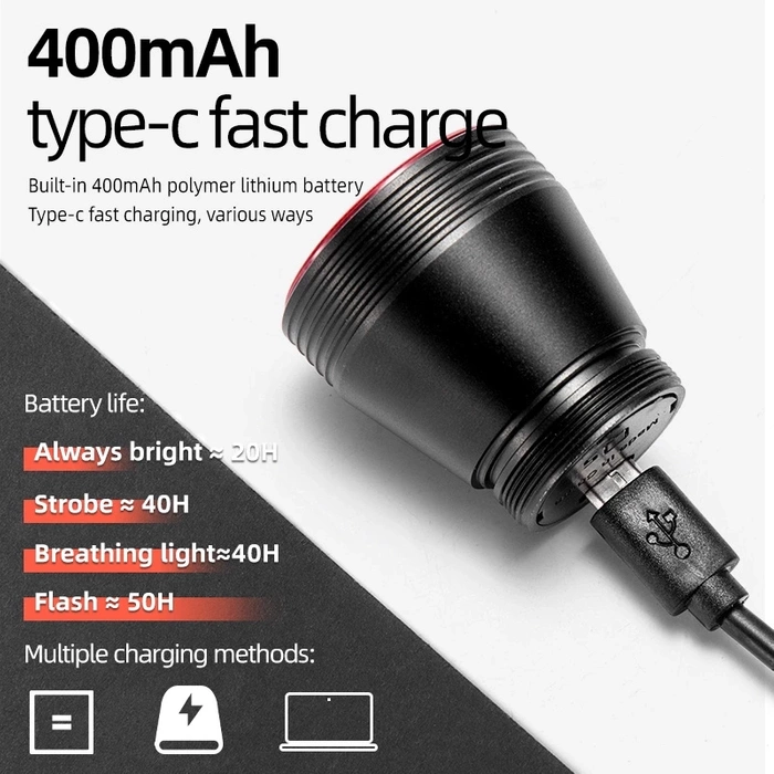 Rockbros Q5 Fahrradrücklicht mit intelligentem Stoppsystem – Schwarz