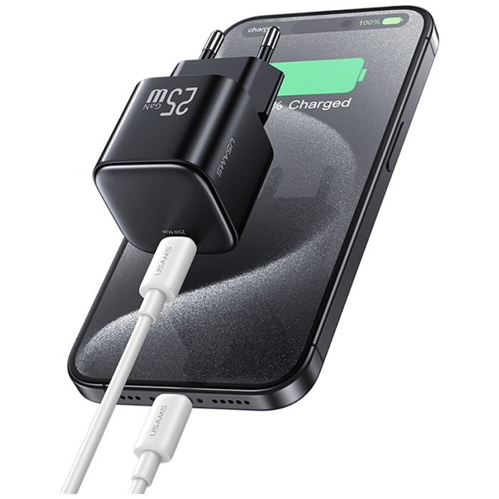Ładowarka sieciowa USAMS JC Series CC289 25W GaN Mini Fast Charger USB-C czarny