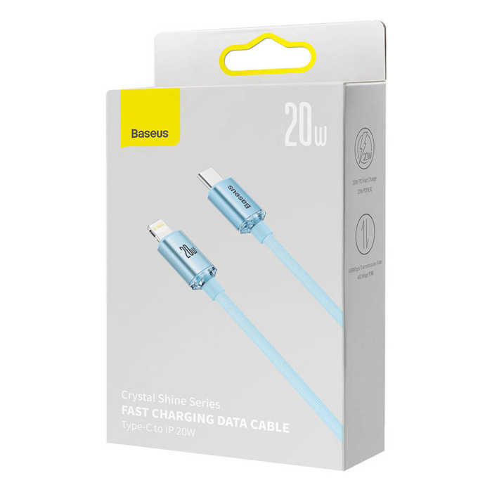 Baseus Crystal Shine Series USB Type C Kabel - Lightning Fast Charging Power Delivery 20W 2m blau (CAJY001403)
