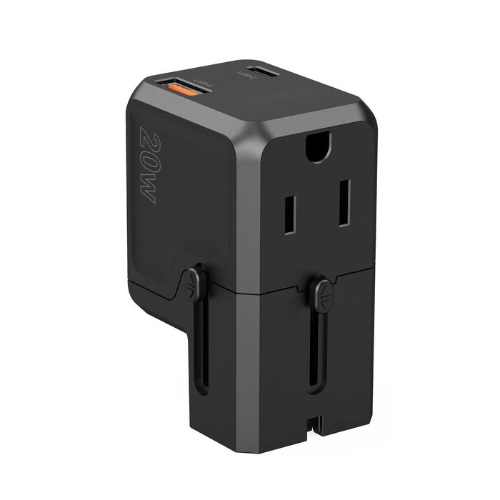 Choetech PD6038 USB-C USB-A PD 20W Chargeur de voyage USA EU UK AU - Noir