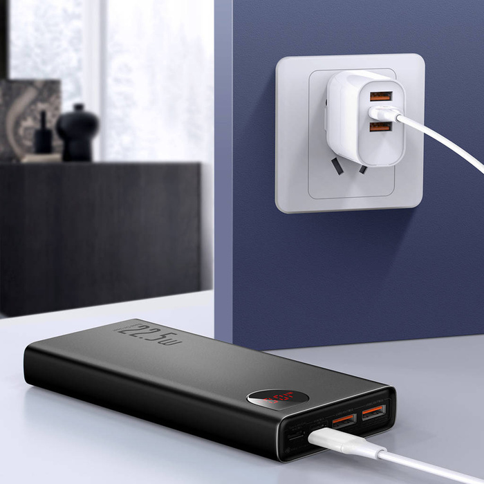 Batterie externe Baseus Adaman avec charge rapide 20000mAh 22.5W + câble USB C 3A 0.3m noir