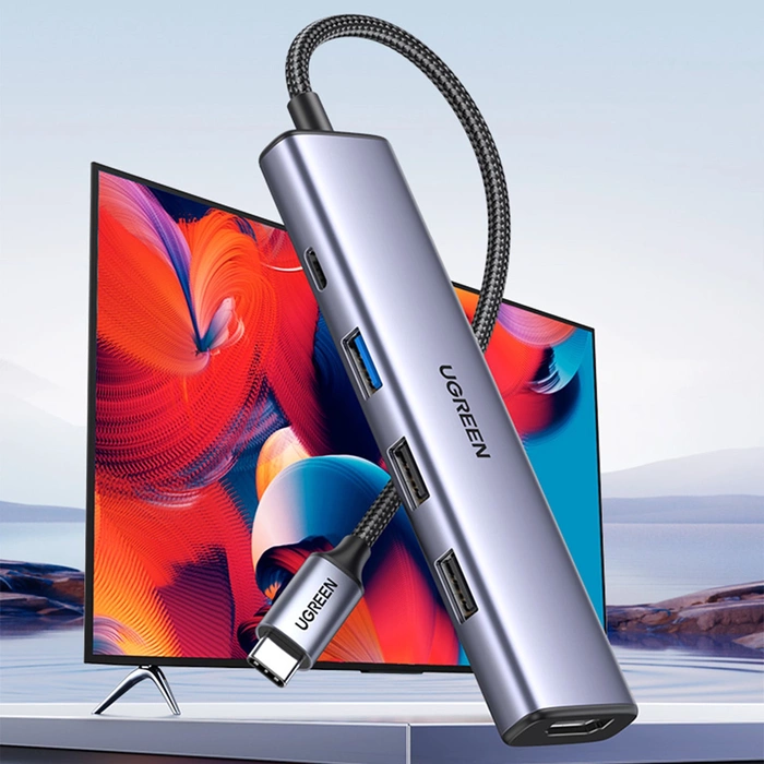 Adaptador HUB UGREEN CM478 USB-C a HDMI, USB-A 3.0, 2x USB-A 2.0, PD