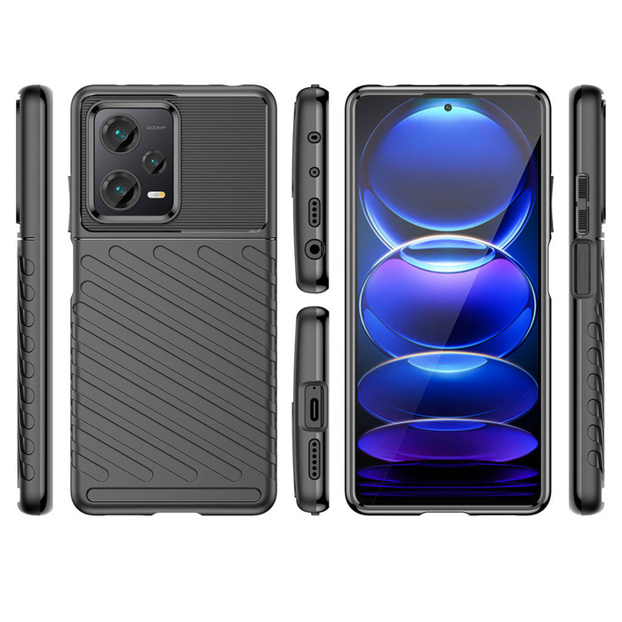 Funda Thunder Case para Xiaomi Redmi Note 12 Pro+ funda armadura de silicona negra