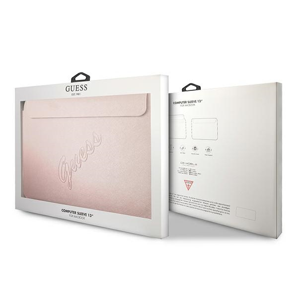 GUESS Laptop Tablet 13 Sleeve Saffiano Script Pink Case