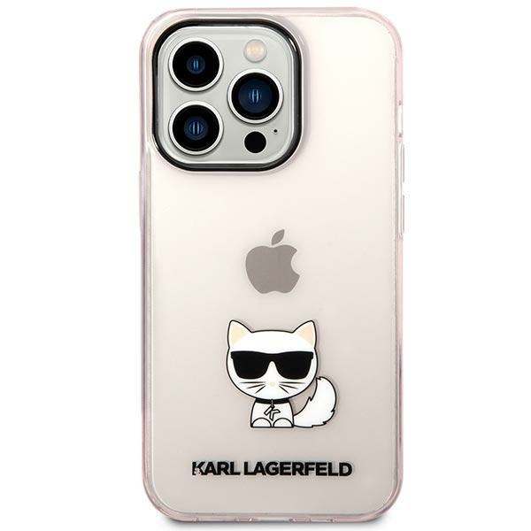Hülle KARL LAGERFELD Apple iPhone 14 Pro Max Transparent Choupette Body Rosa Hartcase