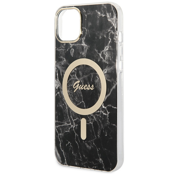Kit Coque Guess Case+ Chargeur iPhone 14 Plus 6,7" noir/noir dur case Marbre MagSafe