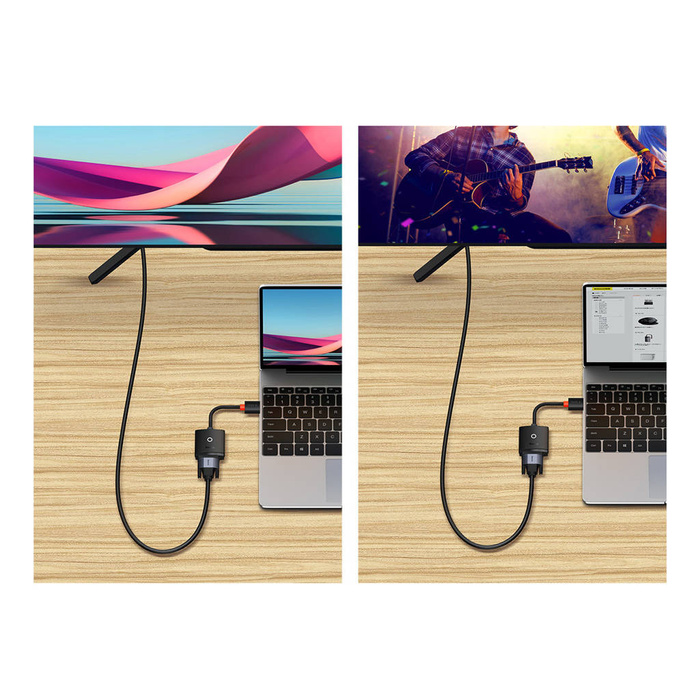 Adaptador de enchufe Baseus Lite Series HDMI a VGA + mini jack 3.5mm / fuente de alimentación micro USB negro (WKQX010101)