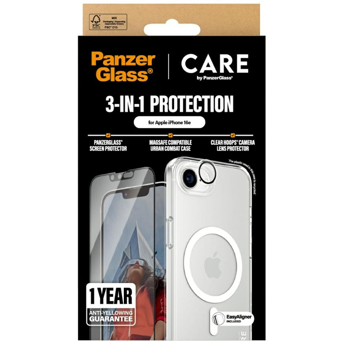Zestaw ochronny CARE by PanzerGlass      Flagship 3w1 Etui+Szkło+Lens do iPhone 16e