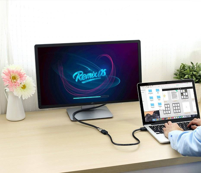 Ugreen kabelový adaptér zástrčka HDMI prodlužovací kabel (samice) - HDMI (samec) 4K 10,2 Gbps 340 Mhz audio ethernet 0,5 m černý (HD107 10140)