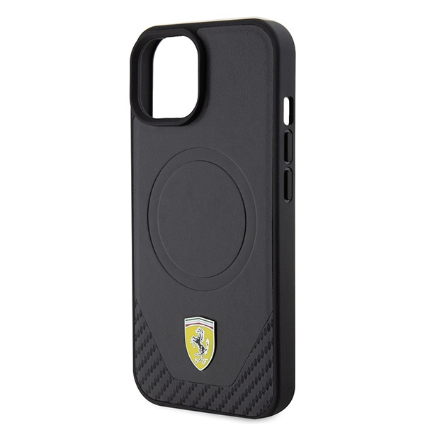 Cover Ferrari FEHMP15SPTEK iPhone 15 6,1" nero/nero durocase Carbon Metal Logo MagSafe Case