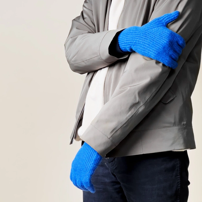 Guantes de teléfono trenzados con aberturas para los dedos - azul