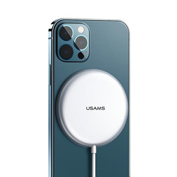 Caricatore Induttivo USAMS Apple iPhone 12 Serie Magnetica W2 15W Alluminio US-CD160 CD160DZ01 Argento