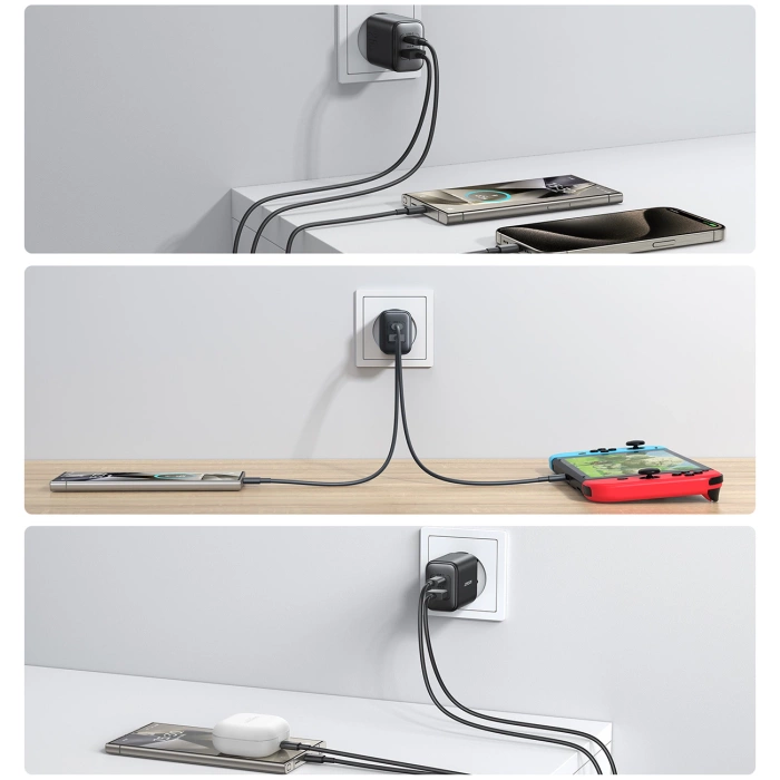 Joyroom JR-TCF13 Netzwerkladegerät USB-C / USB-A 25W SFC / PPS / PD - Schwarz