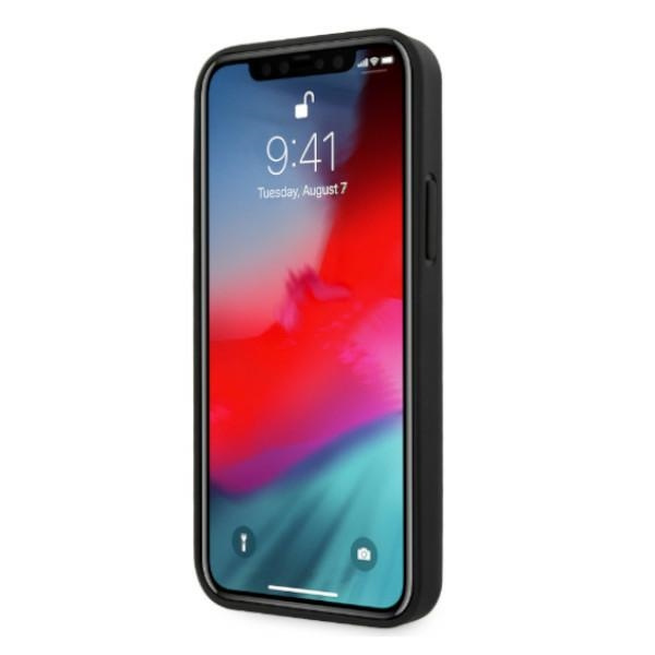 Puzdro čierne pevné puzdro MERCEDES Apple iPhone 12 Pro Max s perforovanou oblasťou