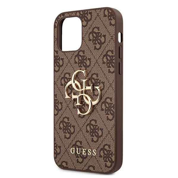 Coque GUESS Apple iPhone 12 12 Pro 4G Big Metal Logo Brown Hardcase