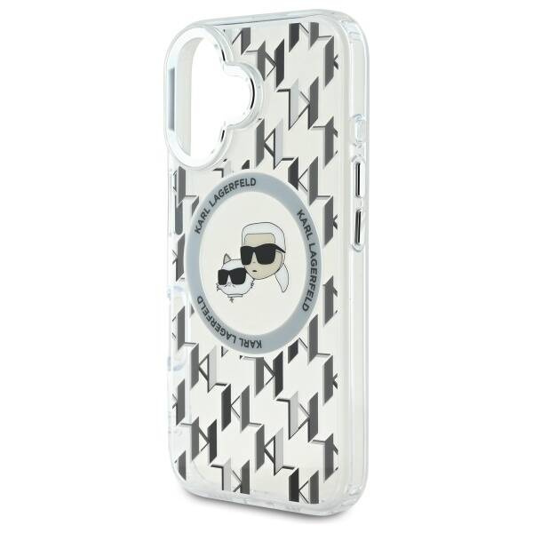 Etui Karl Lagerfeld iPhone 16 6.1" przezroczysty/transparent IML Monogram Karl&Choupette Head MagSafe