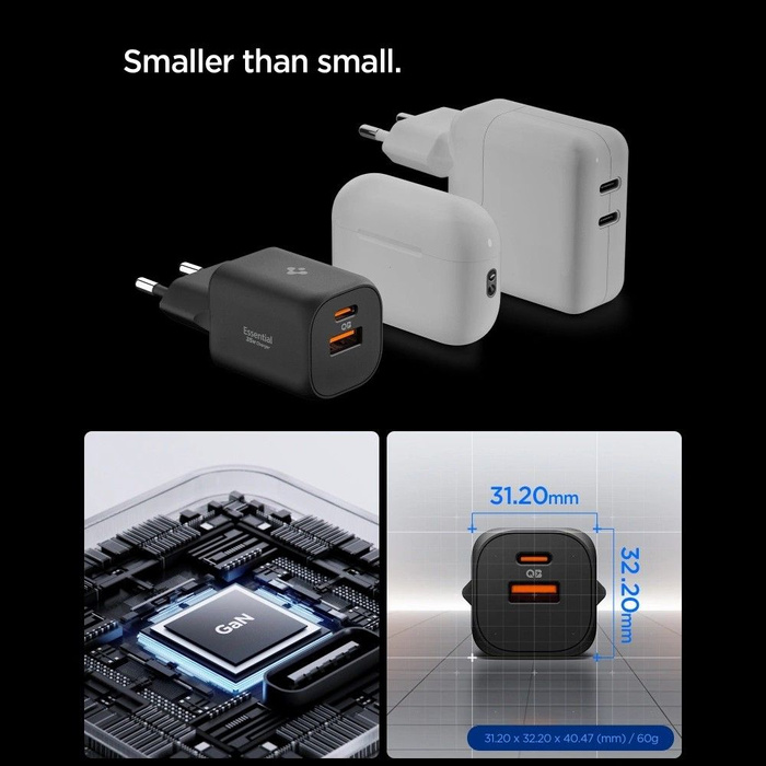 Spigen ESSENTIAL EE352EU CHARGEUR RÉSEAU 2 PORTS 35W NOIR