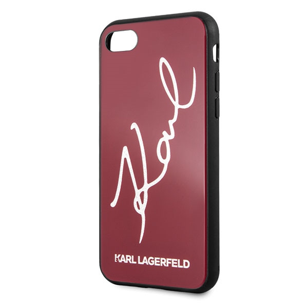 Hülle KARL LAGERFELD Apple iPhone 7 8 SE 2020 Signature Glitter KLHCI8DLKSRE Rotes Hardcase