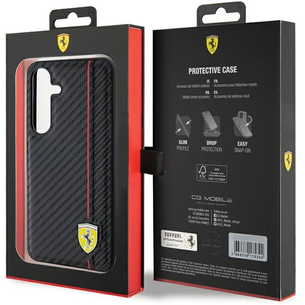 Etui Ferrari FEHCS24SN3DUR Samsung Galaxy S24 S921 czarny/black hardcase Carbon Printed Line Case