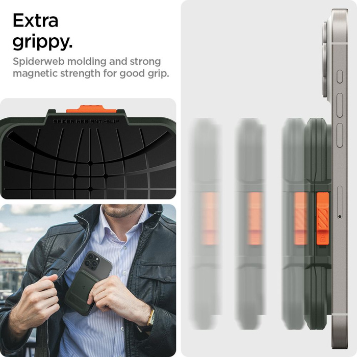 PORTEFEUILLE MagASEF Spigen SERRURE UNIVERSEL PORTE-CARTES KAKI VERT