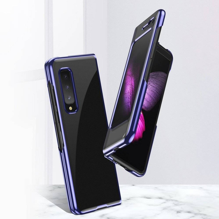 Pokovování Case tvrdý case kryt pouzdro s kovovým okrajem Samsung Galaxy Fold modrý