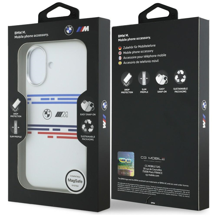 Etui BMW M Silicon Horizontal Line       MagSafe do iPhone 17 biały