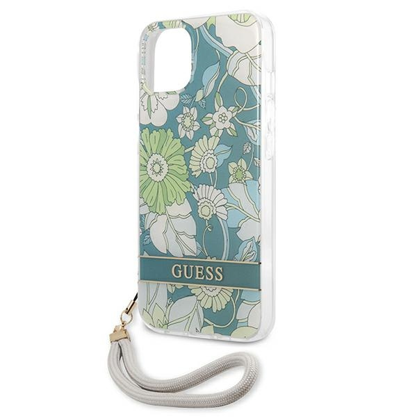 Case GUESS Apple iPhone 13 Flower Strap Green Hardcase