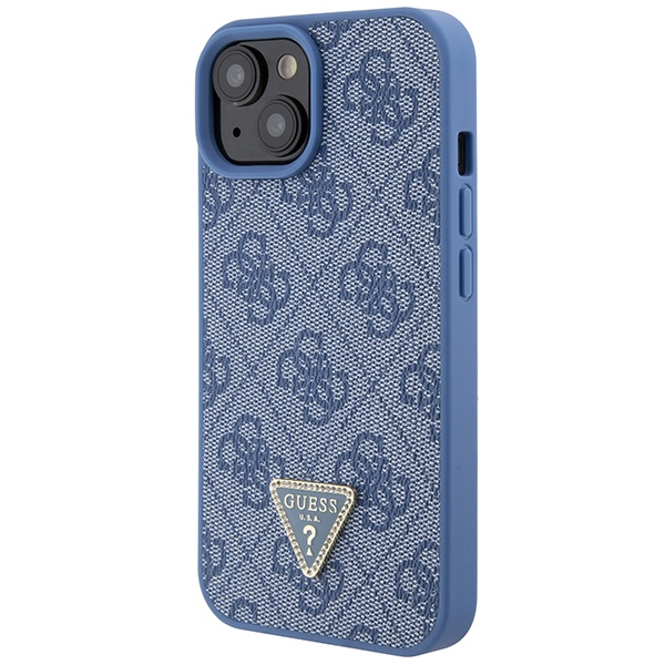 Hülle Guess GUHCP15SP4TDPB iPhone 15 6.1" blau/blau hartcase Leder 4G Triangle Strass Case