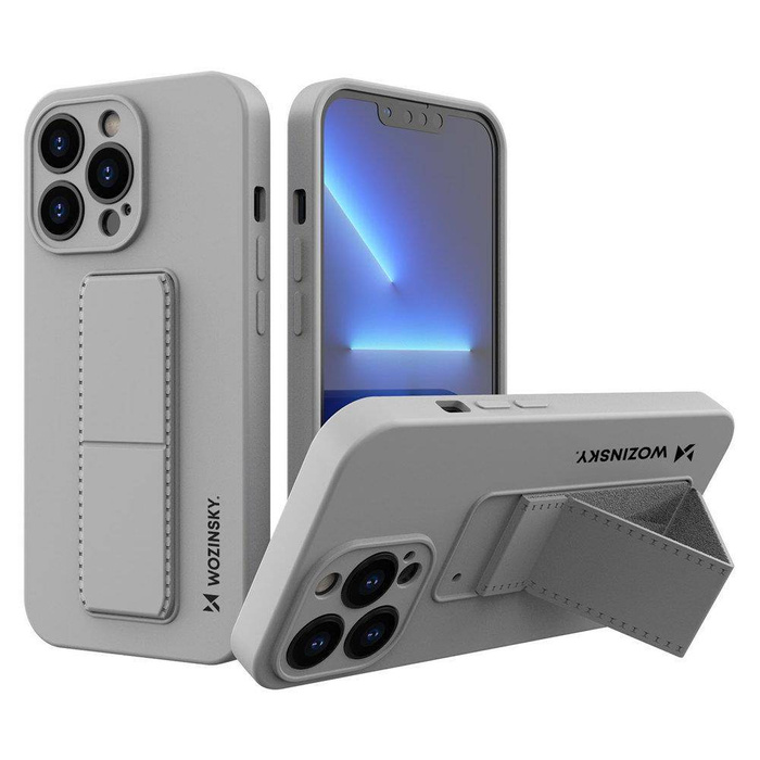 Wozinsky Kickstand Case flexible silicone cover with a stand iPhone 13 mini grey