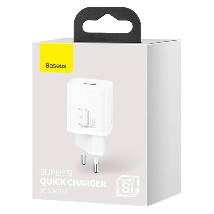 Baseus Super Si 1C caricatore rapido da parete USB Type C 30 W Power Delivery Quick Charge bianco (CCSUP-J02)