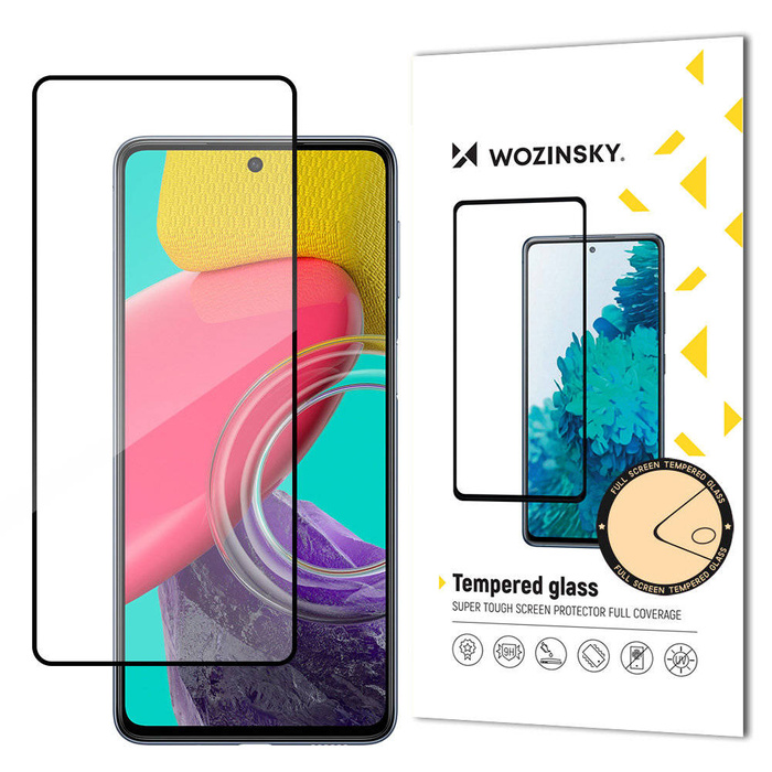 Wozinsky Super Tough Full Glue Vidrio templado Pantalla completa con marco Case Friendly Samsung Galaxy M53 5G Negro