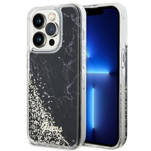 Hülle Guess GUHCP14LLCSGSGK iPhone 14 Pro 6.1" schwarz/schwarz hartcase Liquid Glitter Marmor Case