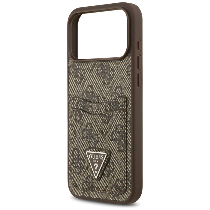 Etui Guess 4G Double Card Triangle do    iPhone 17 Pro Max brązowy