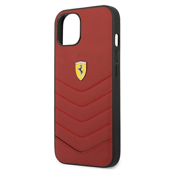 Pouzdro FERRARI Apple iPhone 13 Off Track prošívané červené pevné pouzdro