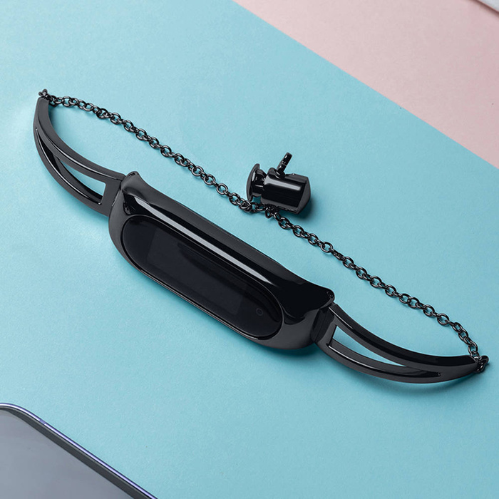Remplacement de la chaîne du bracelet métallique bracelet pour Xiaomi Mi Band 6 / 5 / 4 / 3 noir