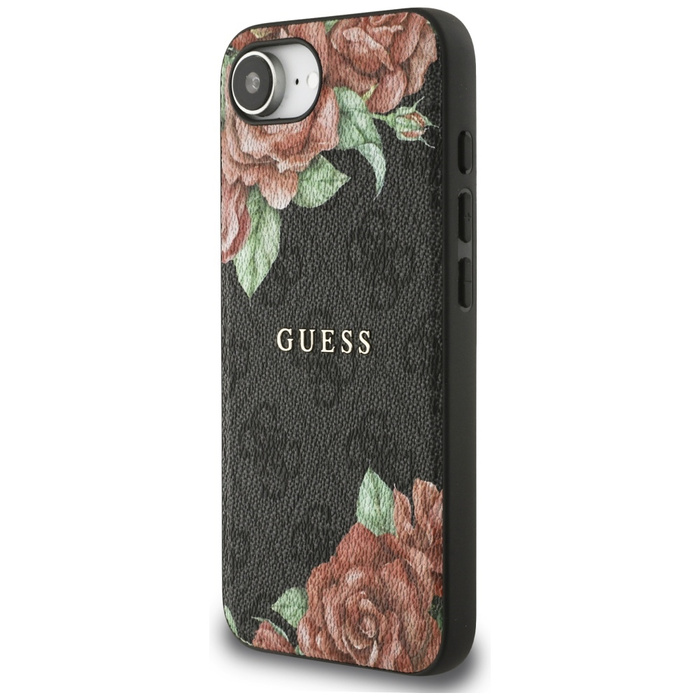 Etui Guess 4G Flowers Print MagSafe do   iPhone 16e czarny