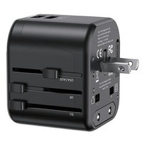Nabíječka USAMS. 2xUSB T55 12W adaptér 4v1 US/AU/EU/UK černý/černý CC173TC01 (US-CC173) Cestovní nabíječka Univesal