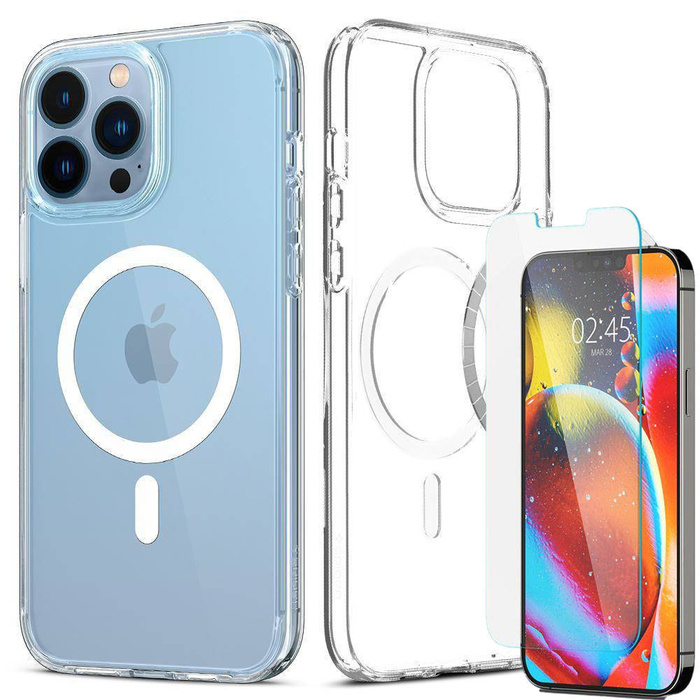 Spigen iPhone 13 Pro Ultra Hybrid Mag MagSafe Clear Case + Tempered Glass Spigen Glas.Tr Slim