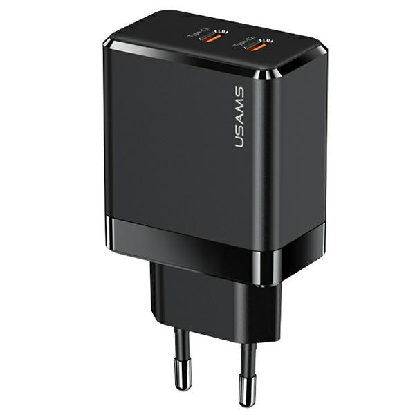 USAMS Charg. 2xUSB-C T54 40W (pouze hlava) PD Rychlé nabíjení černá/černá CC172TC01 (US-CC172)