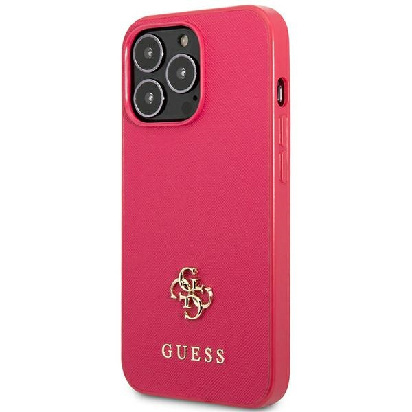 Case GUESS Apple iPhone 13 Pro Max Saffiano 4G Small Metal Logo Pink Hardcase