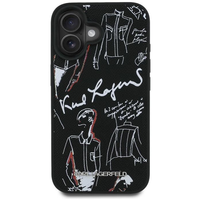 Etui Karl Lagerfeld Grained Pattern &    Logo MagSafe do iPhone 16 czarny