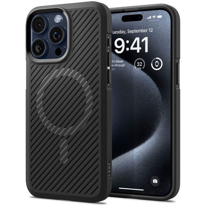 Hülle Spigen Core Armor Mag MagSafe iPhone 15 Pro MATTE Schwarz Case