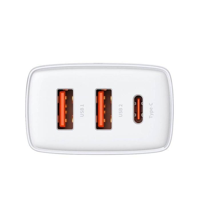 Baseus Compact caricatore rapido USB Tipo C / 2x USB 30W 3A Power Delivery Quick Charge bianco (CCXJ-E02)