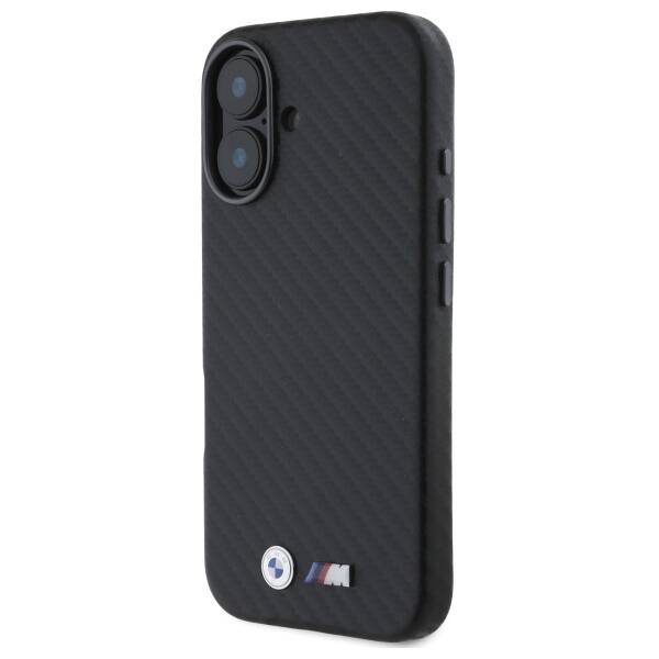 Funda BMW iPhone 16 negro/negro durocase Carbon Wrapped Metal