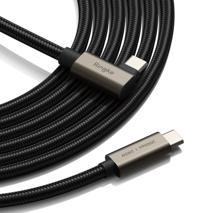 Kabel RINGKE USB 3.2 GEN 2X2 TYPE-C 90 DEGREE CABLE PD240W 100CM BLACK