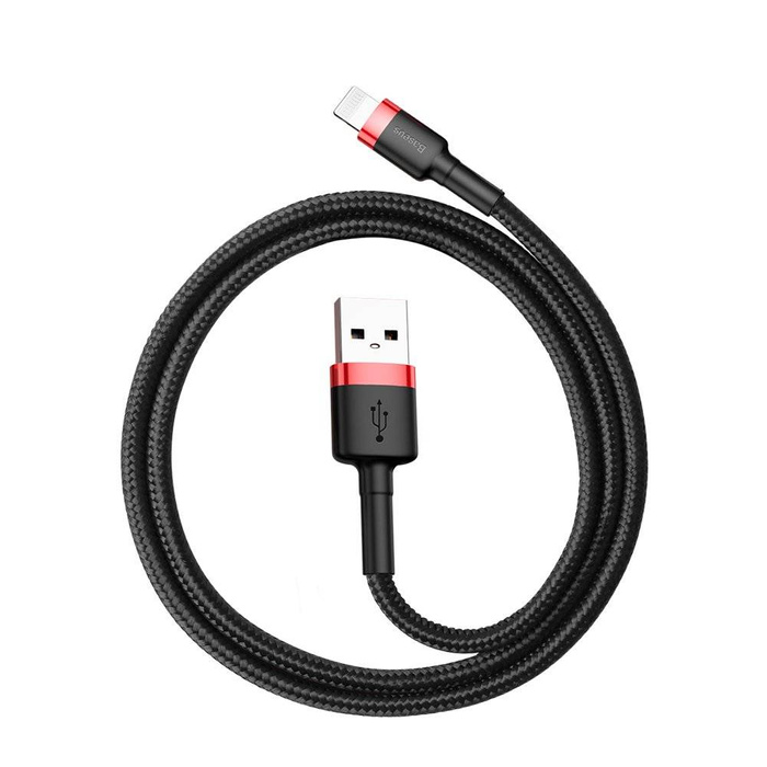Baseus Cafule Cable durable nylon cord USB / Lightning QC3.0 2.4A 0.5M black-red (CALKLF-A19)
