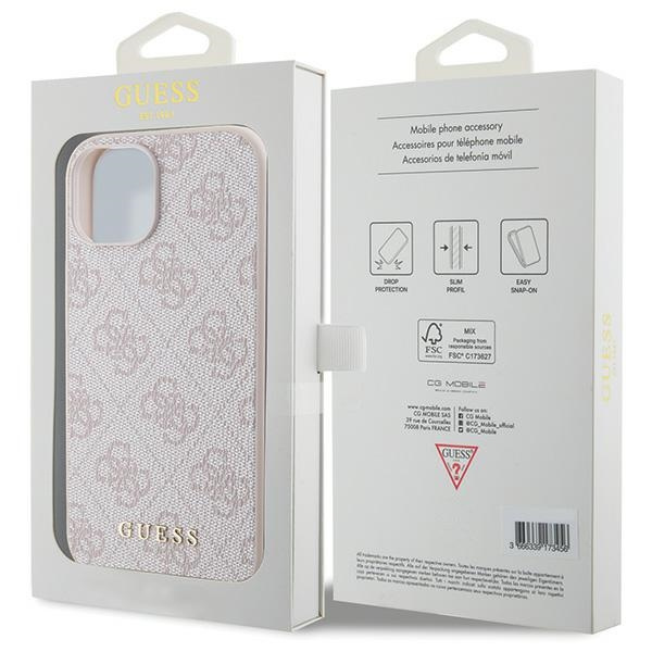 Etui Guess GUHCP15SG4GFPI iPhone 15 6.1" różowy/pink hard case 4G Metal Gold Logo Case