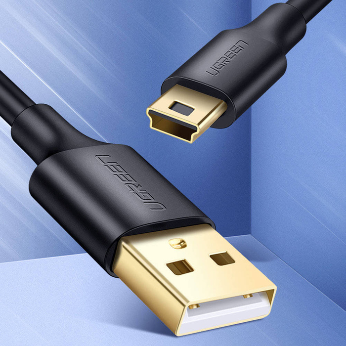 Ugreen 5kolíkový pozlacený USB kabel - mini USB 0,25 m černý (US132)