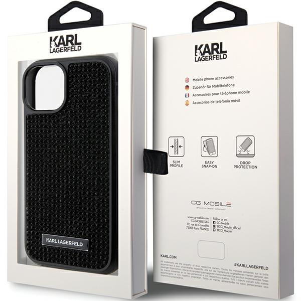 Karl Lagerfeld KLHCP15SHDSPLK iPhone 15 6,1" nero/nero durocase Logo Strass Piastra in metallo